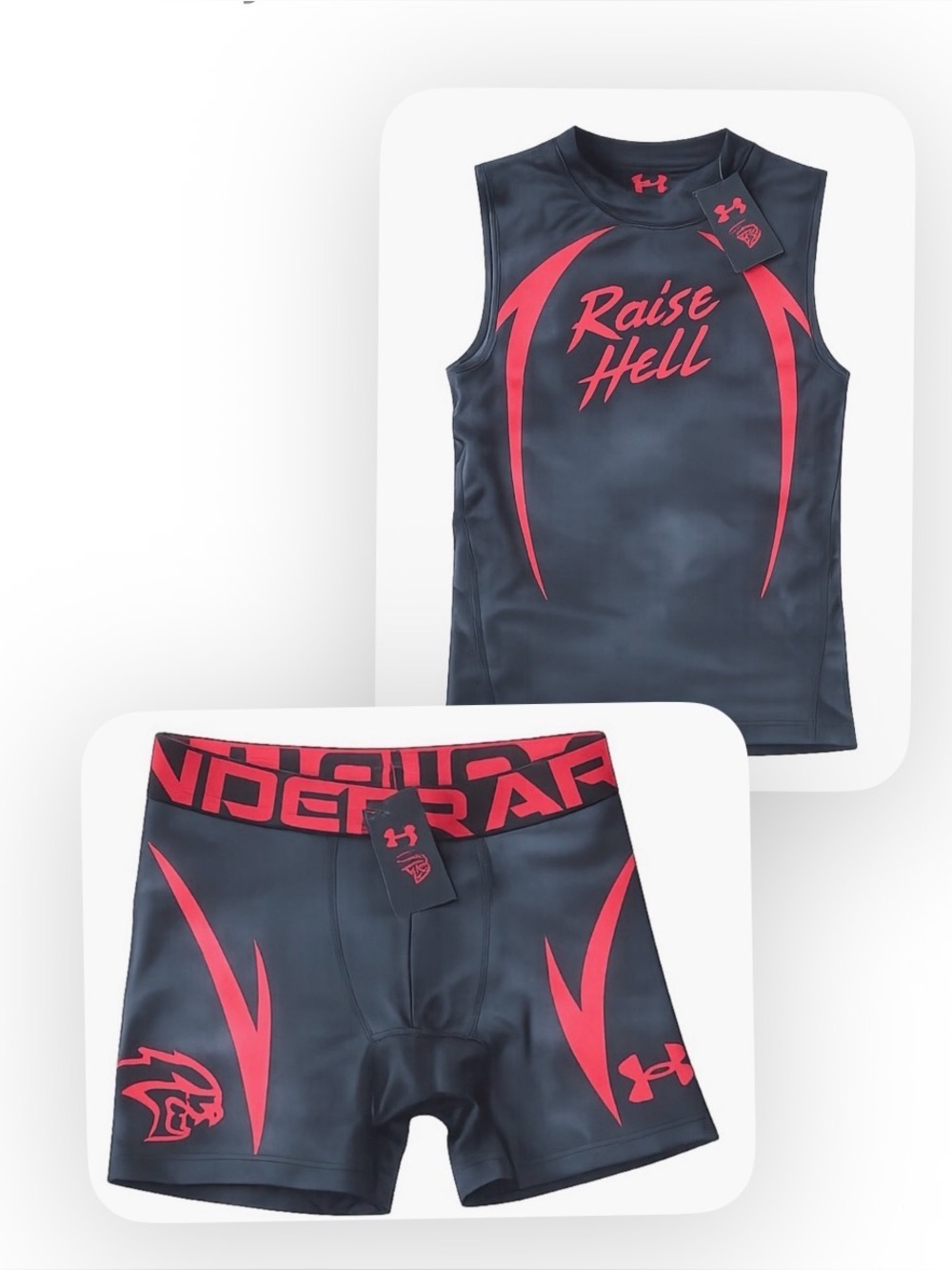 Set- Under Armour Black Compression Shorts and Sleeveless shirt.
